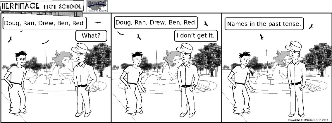 Comic strip: Doug, Ran, Ben, Drew, Red